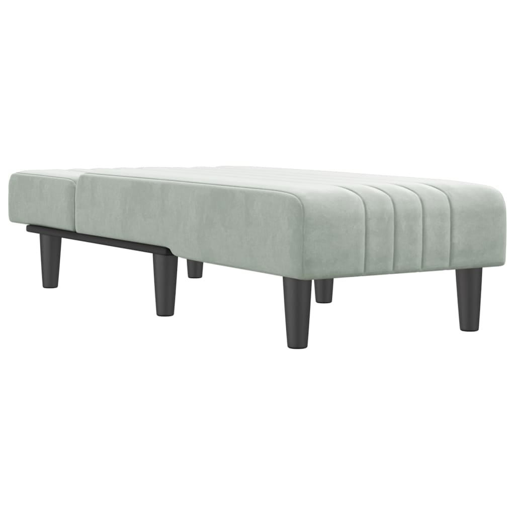Chaise longue gris clair velours - XIOS