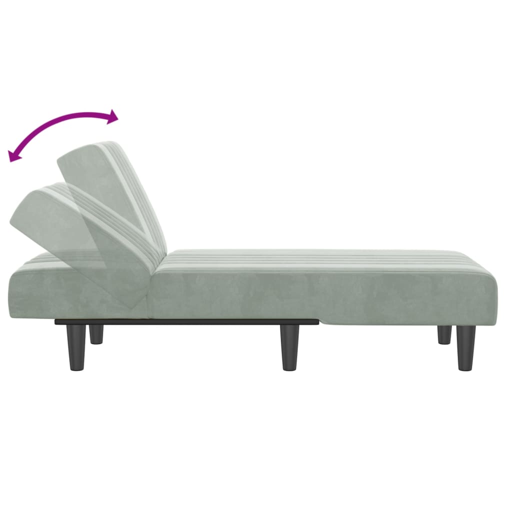 Chaise longue gris clair velours - XIOS