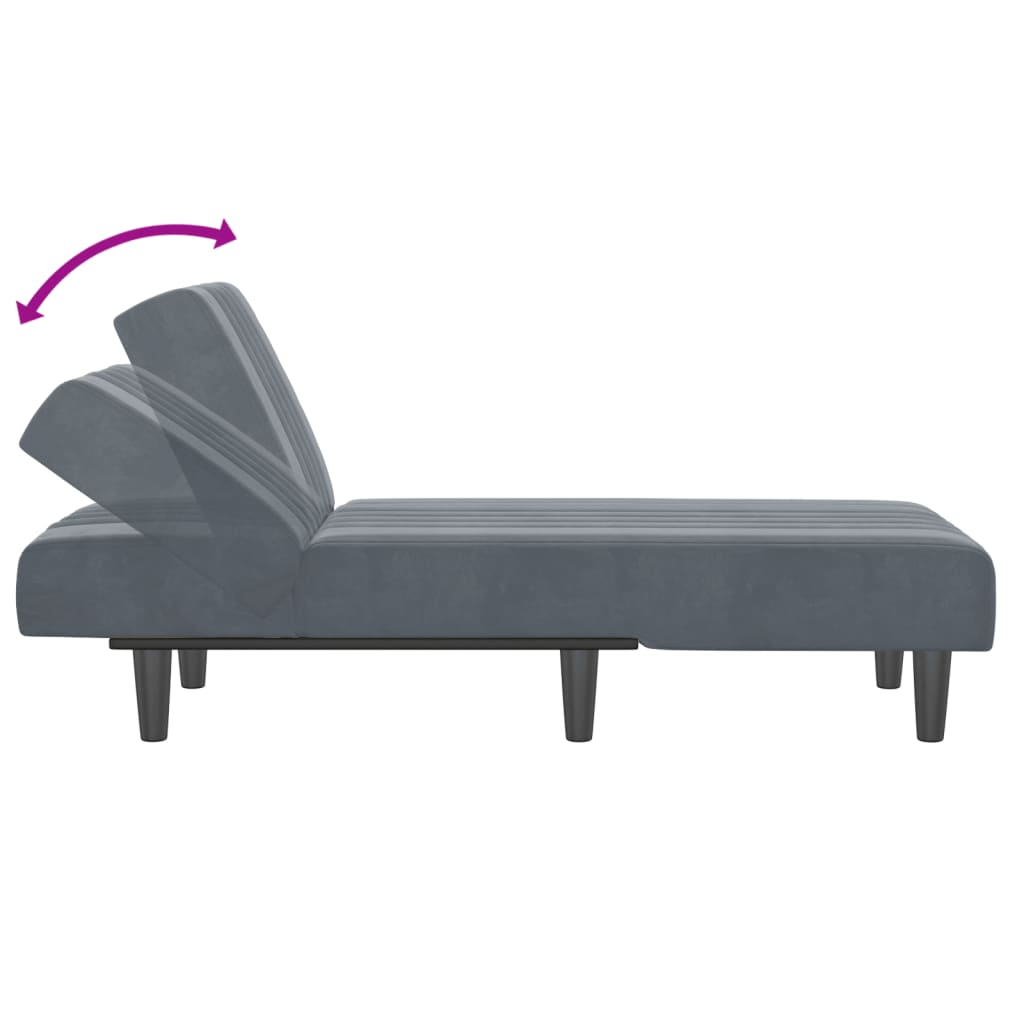 Chaise longue gris foncé velours - XIOS