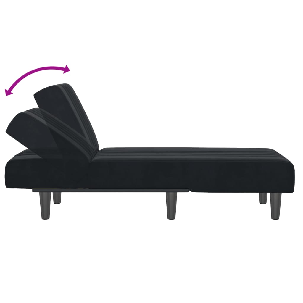Chaise longue noir velours - XIOS