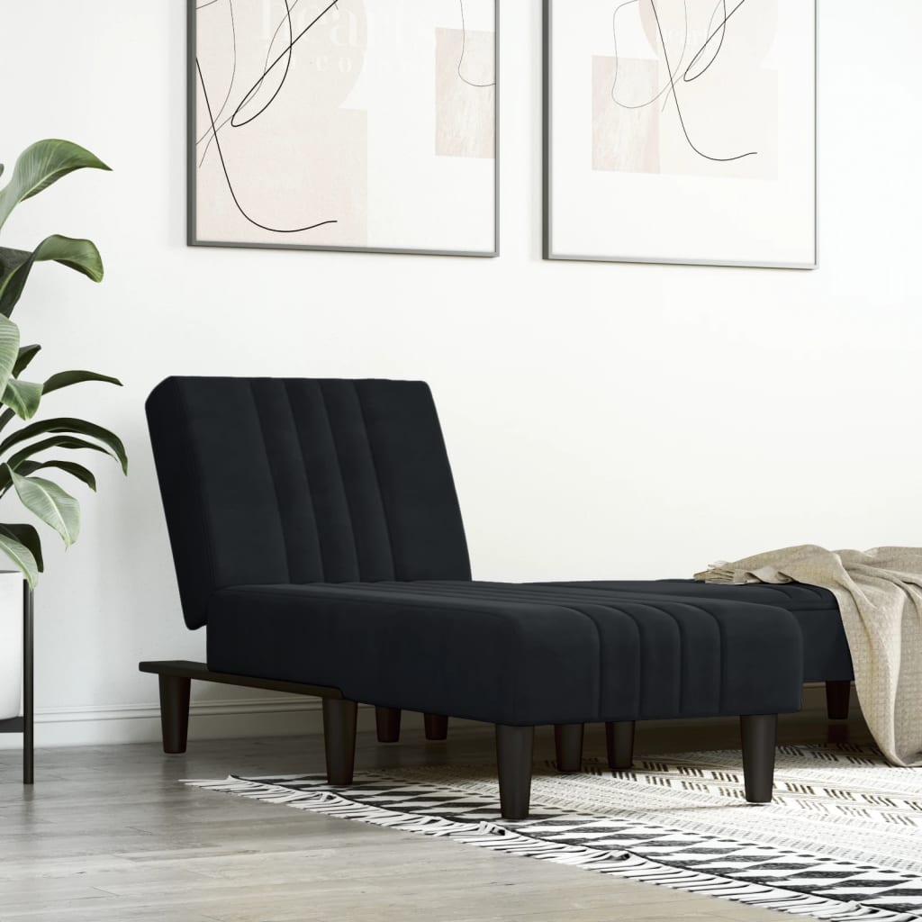 Chaise longue noir velours - XIOS