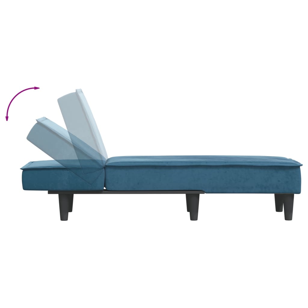 Chaise longue bleu velours - XIOS