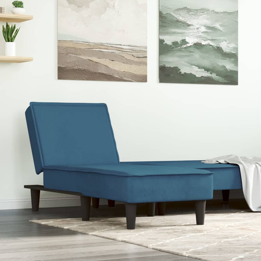 Chaise longue bleu velours - XIOS