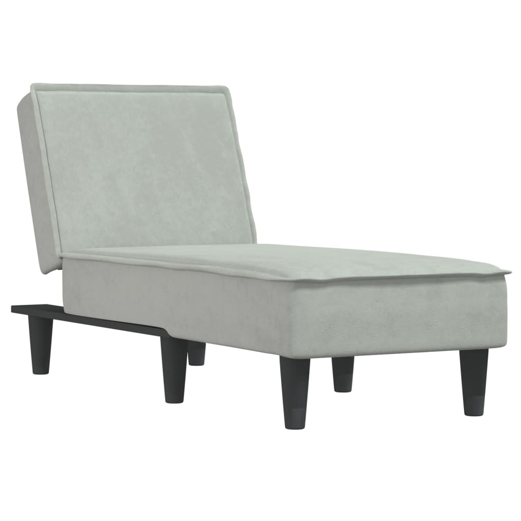 Chaise longue gris clair velours - XIOS