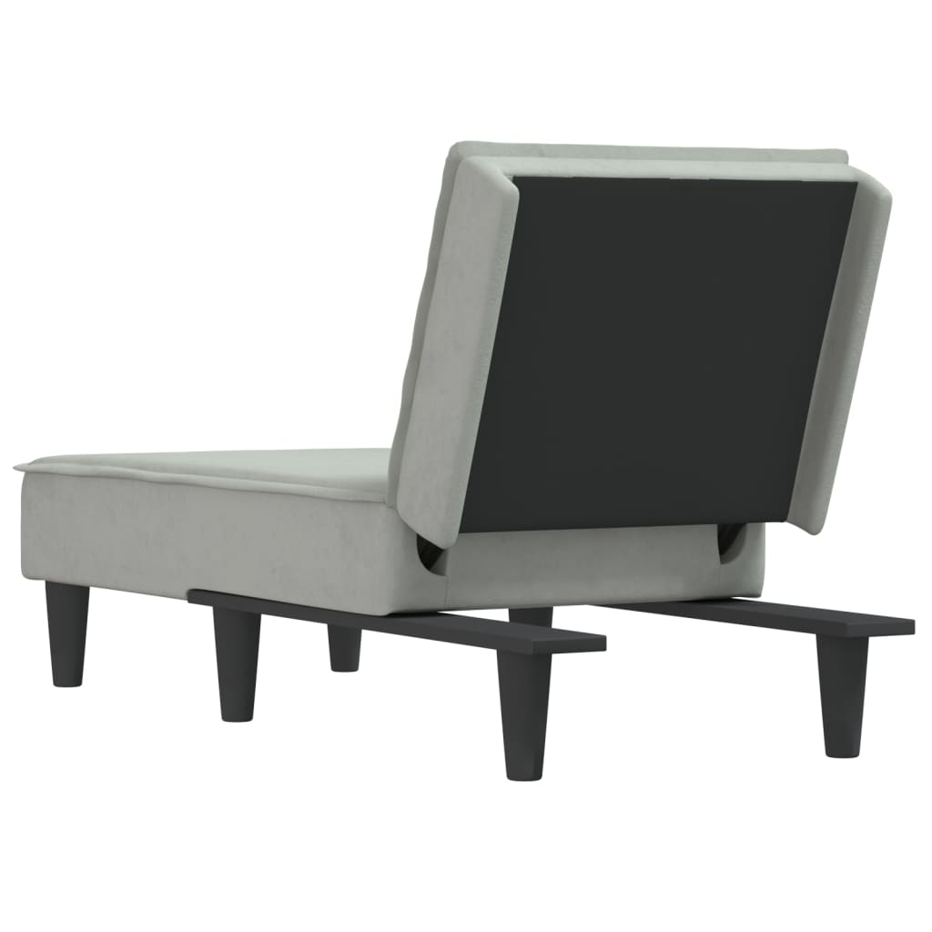 Chaise longue gris clair velours - XIOS