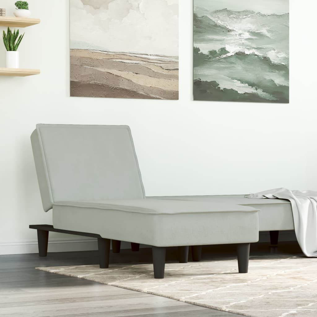 Chaise longue gris clair velours - XIOS