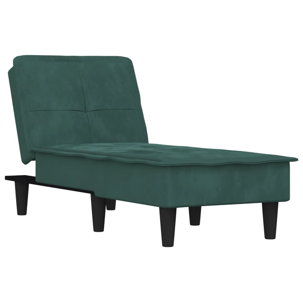 Chaise longue vert foncé velours - XIOS