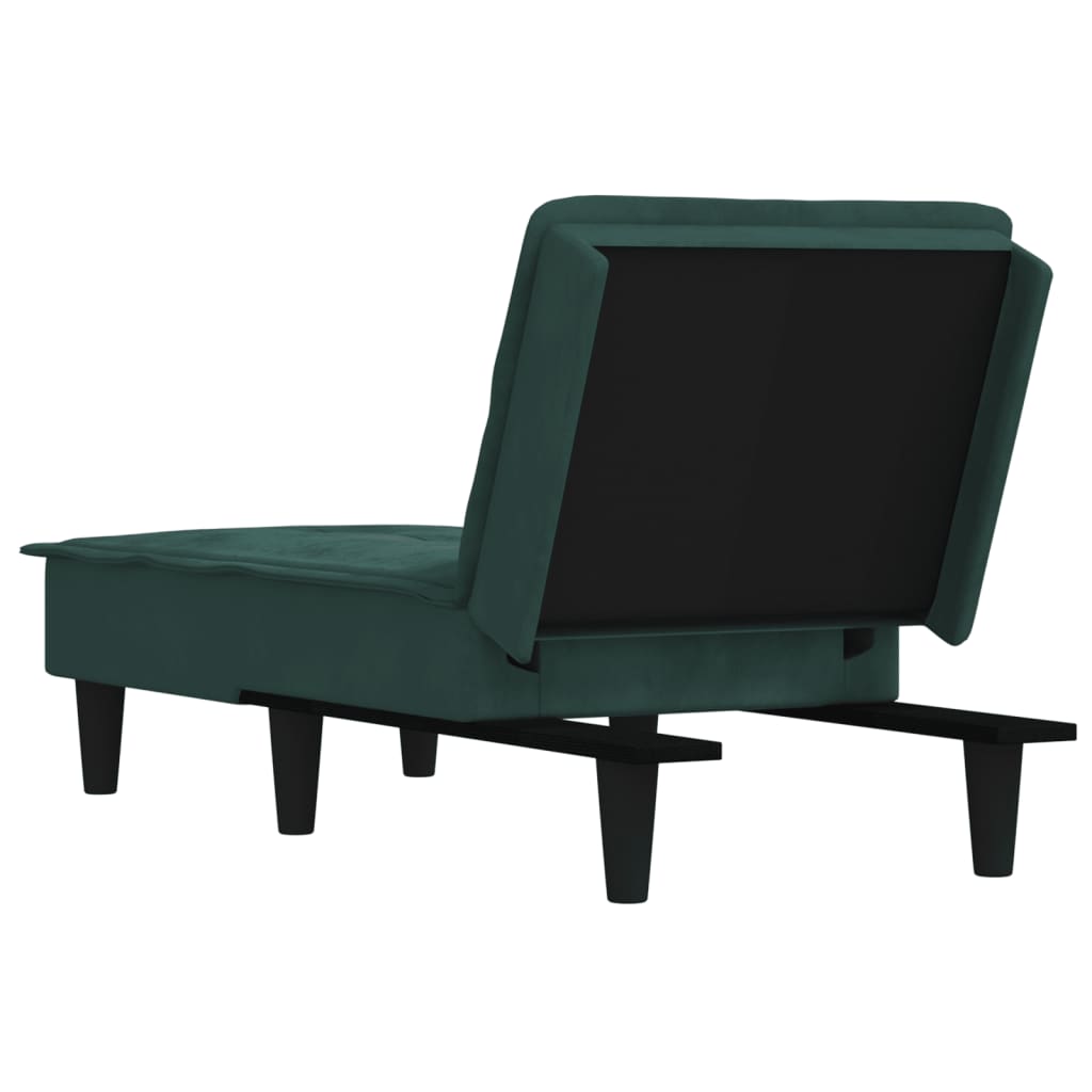 Chaise longue vert foncé velours - XIOS