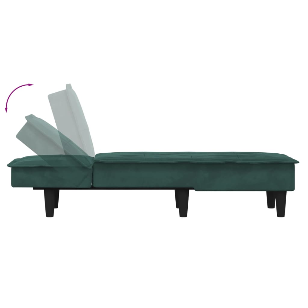Chaise longue vert foncé velours - XIOS