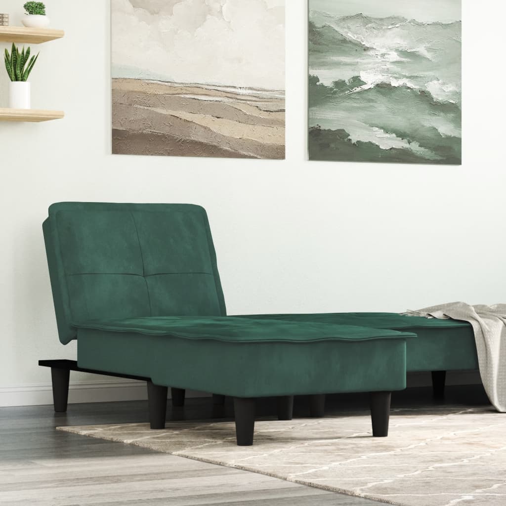 Chaise longue vert foncé velours - XIOS