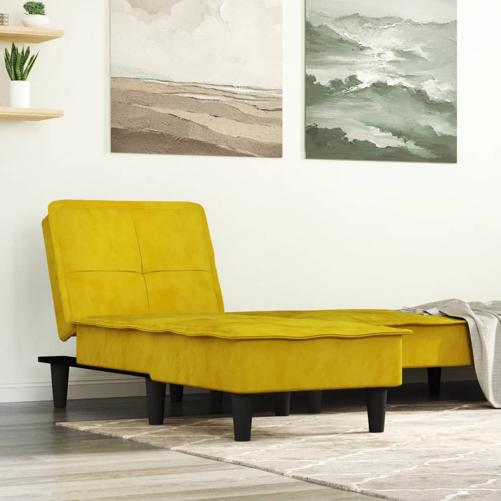 Chaise longue jaune velours - XIOS