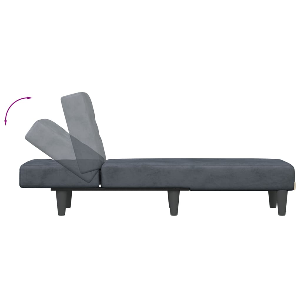 Chaise longue gris foncé velours - XIOS