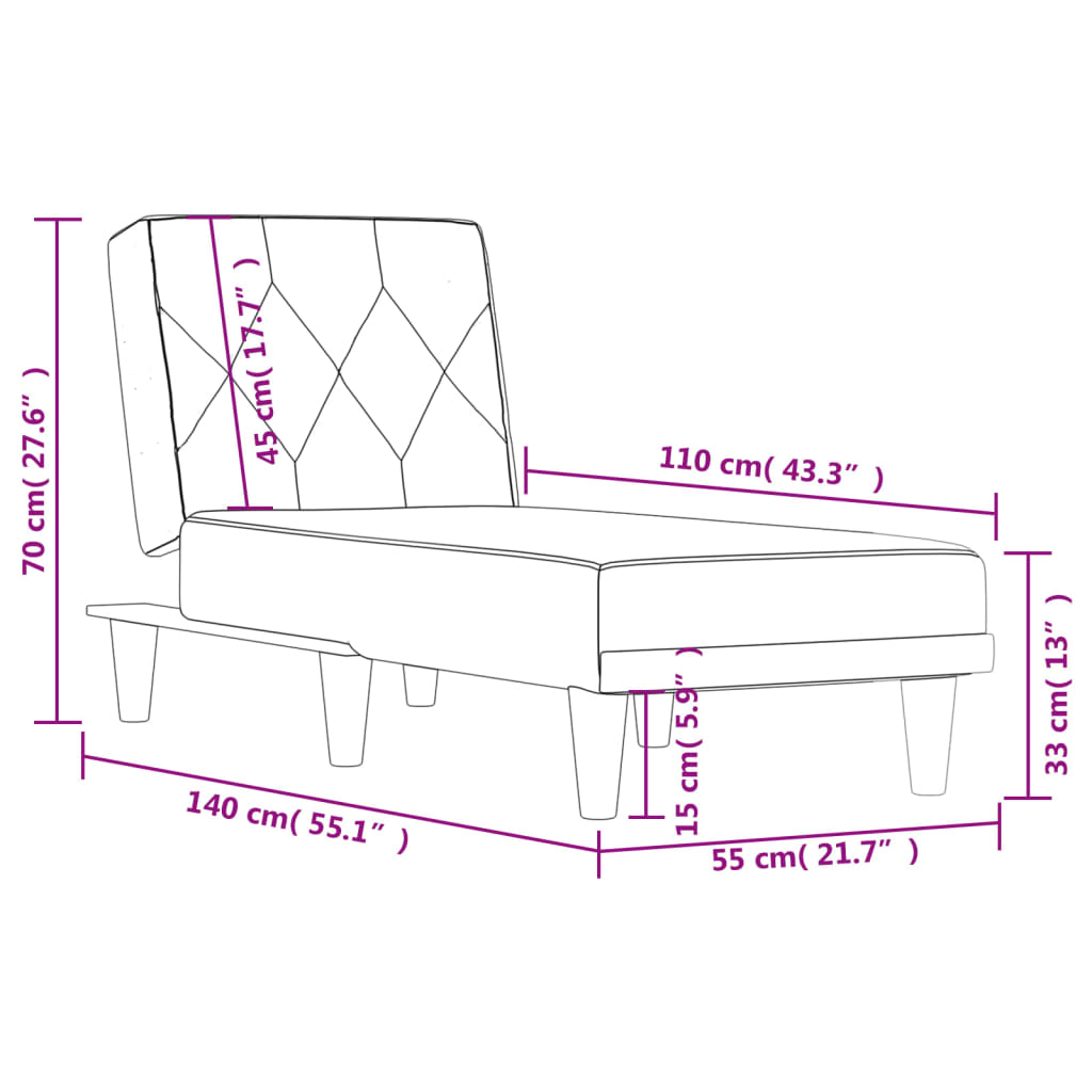 Chaise longue gris foncé velours - XIOS
