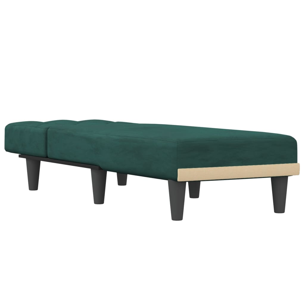 Chaise longue vert foncé velours - XIOS