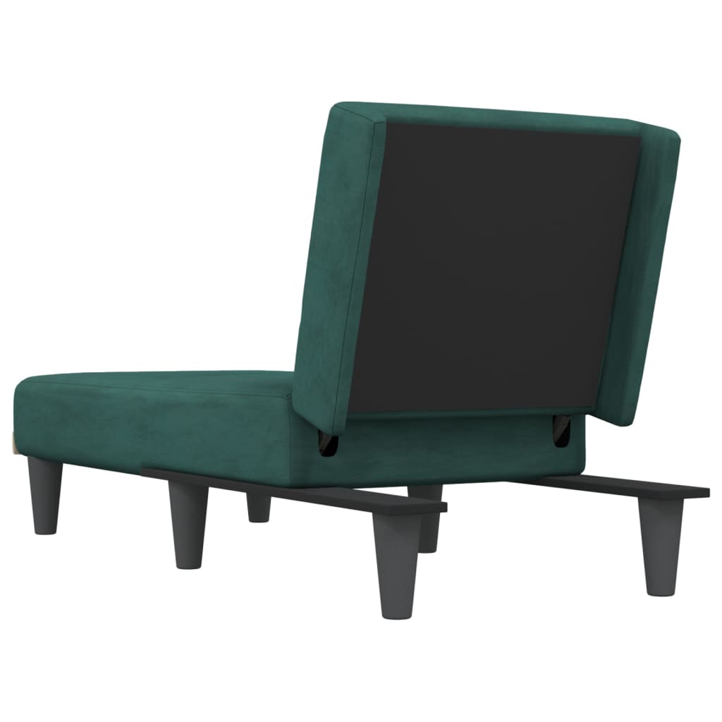 Chaise longue vert foncé velours - XIOS