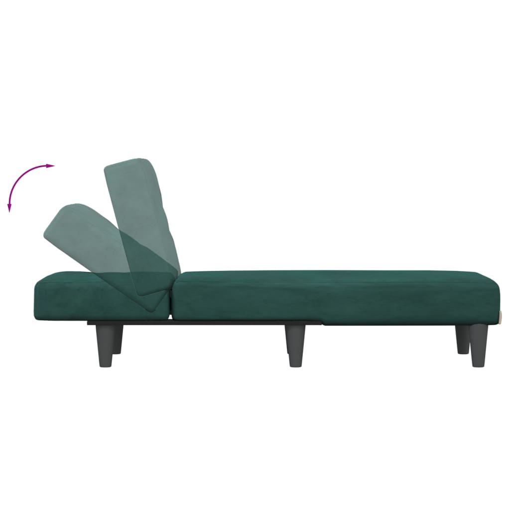 Chaise longue vert foncé velours - XIOS