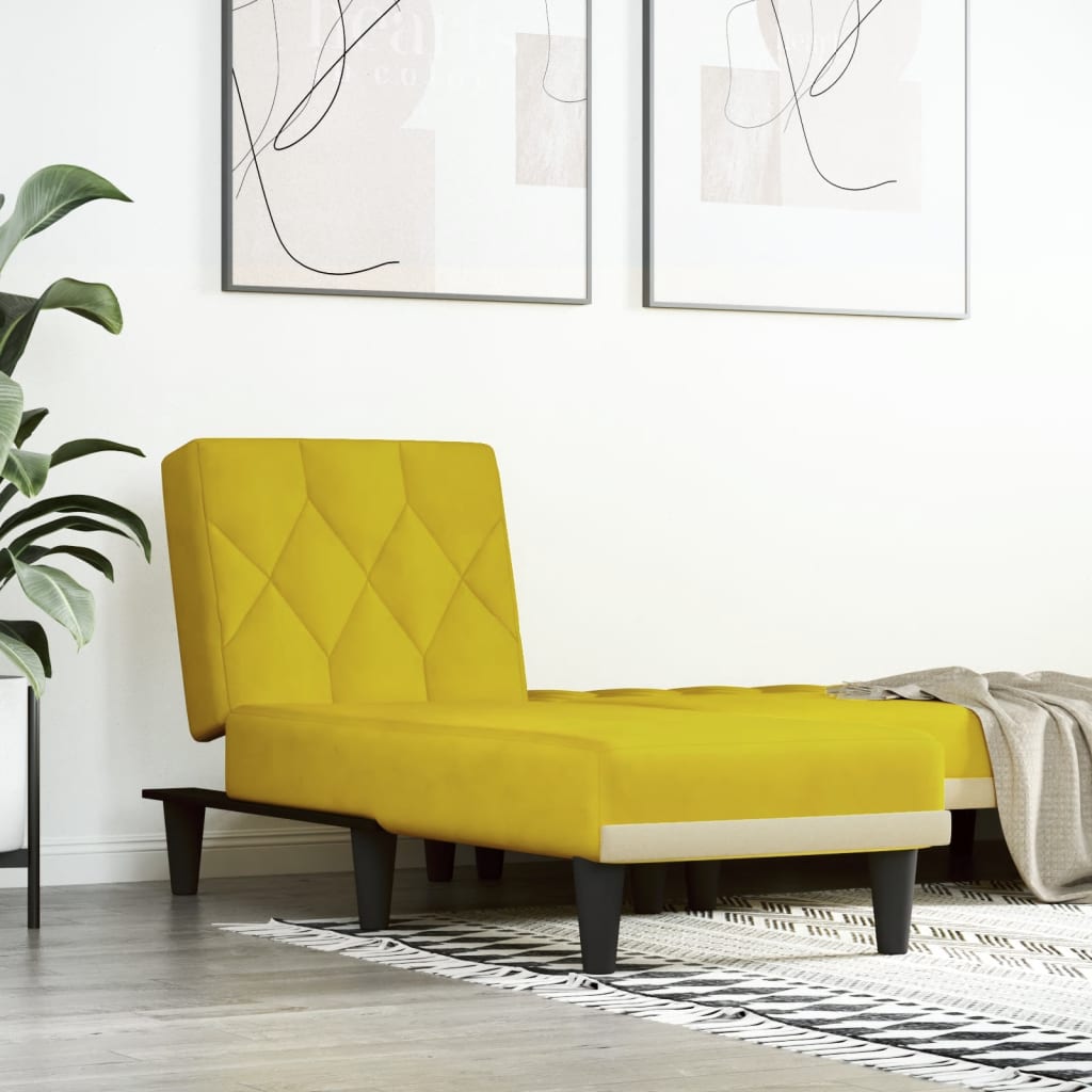 Chaise longue jaune velours - XIOS
