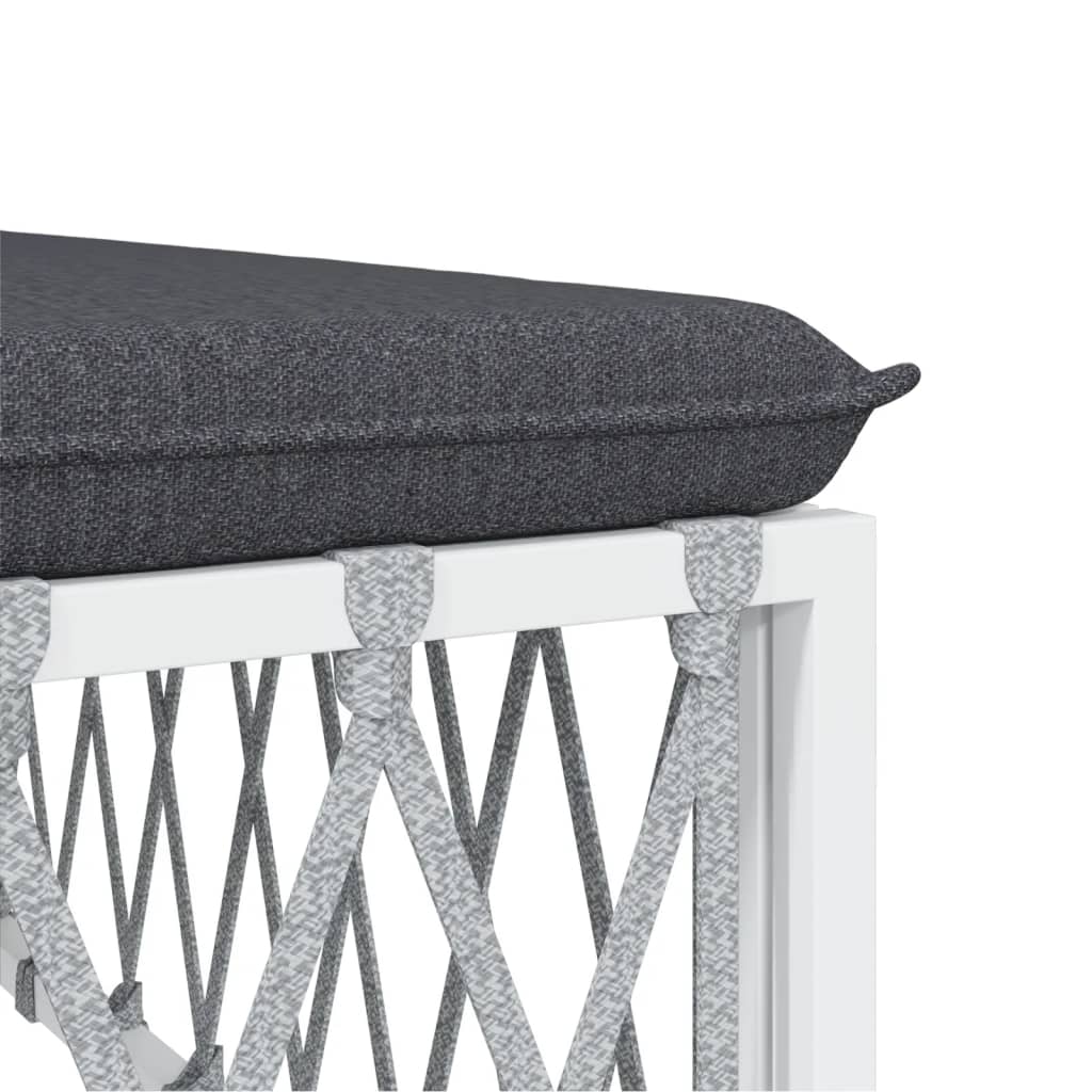 Salon de jardin avec coussins 2 pcs blanc acier