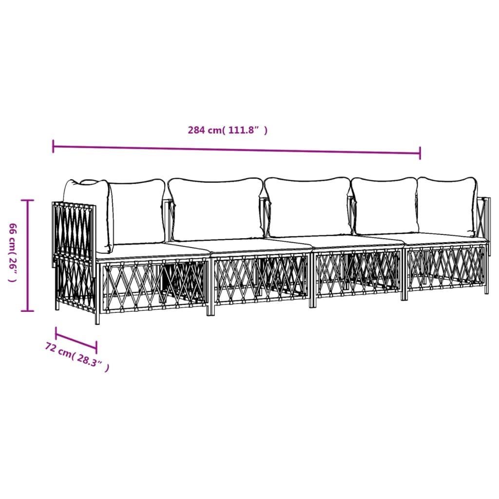 Salon de jardin avec coussins 4 pcs anthracite acier