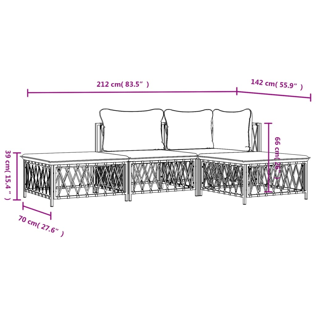 Salon de jardin avec coussins 4 pcs anthracite acier