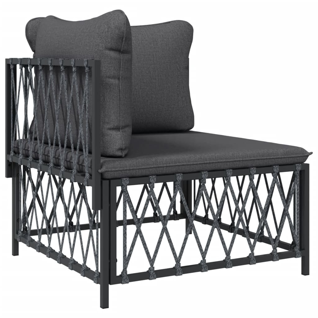 Salon de jardin avec coussins 4 pcs anthracite acier