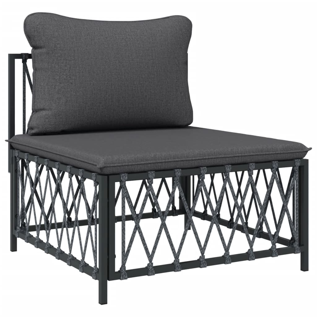 Salon de jardin avec coussins 4 pcs anthracite acier