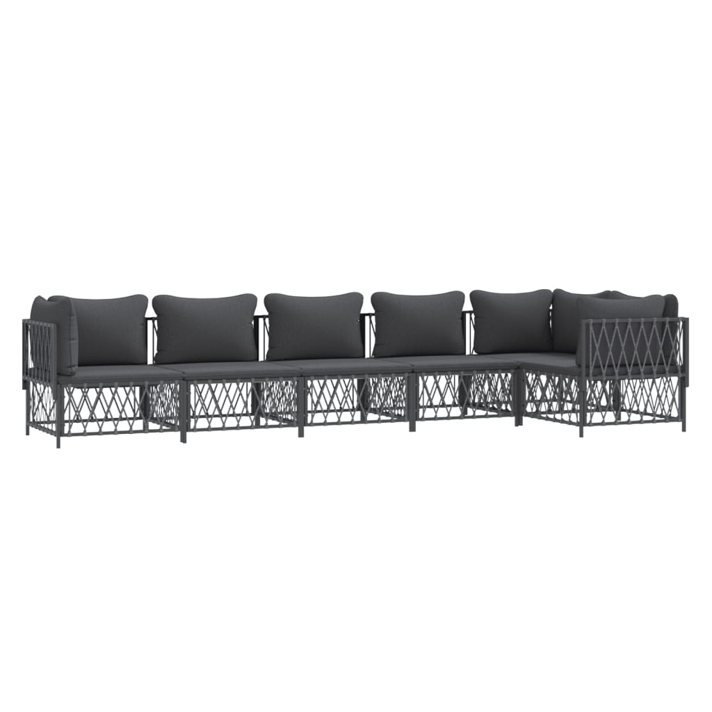 Salon de jardin avec coussins 6 pcs anthracite acier