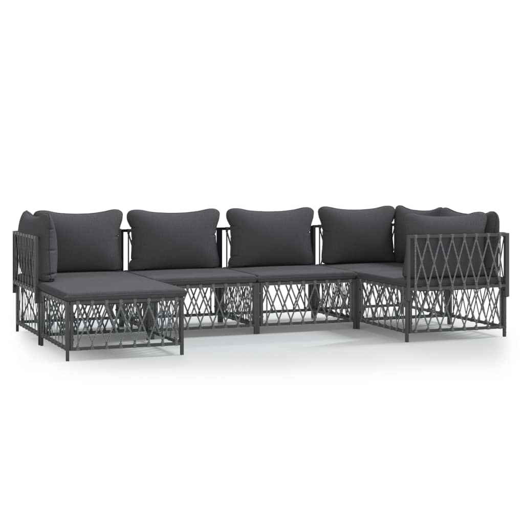 Salon de jardin avec coussins 6 pcs anthracite acier - XIOS