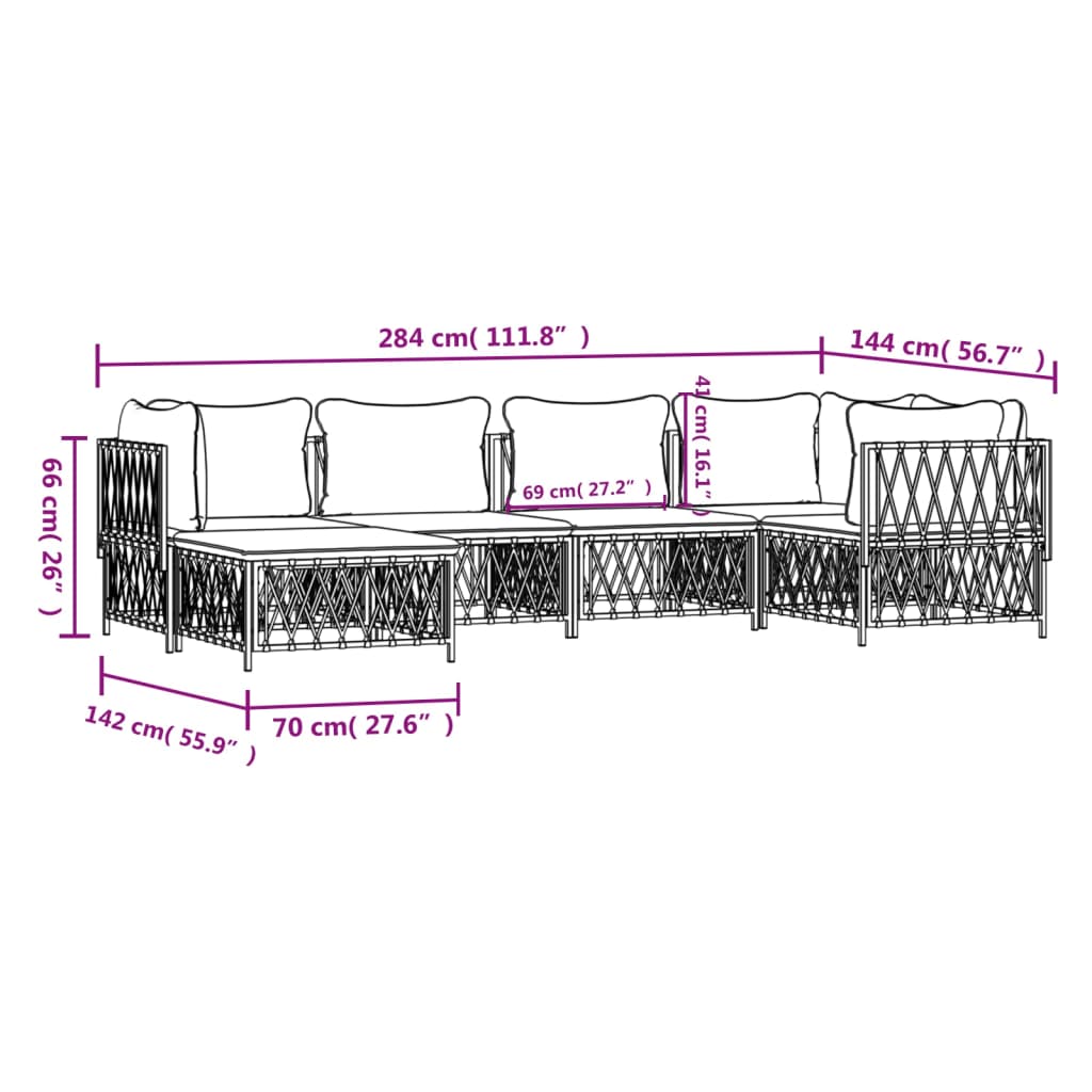 Salon de jardin avec coussins 6 pcs anthracite acier