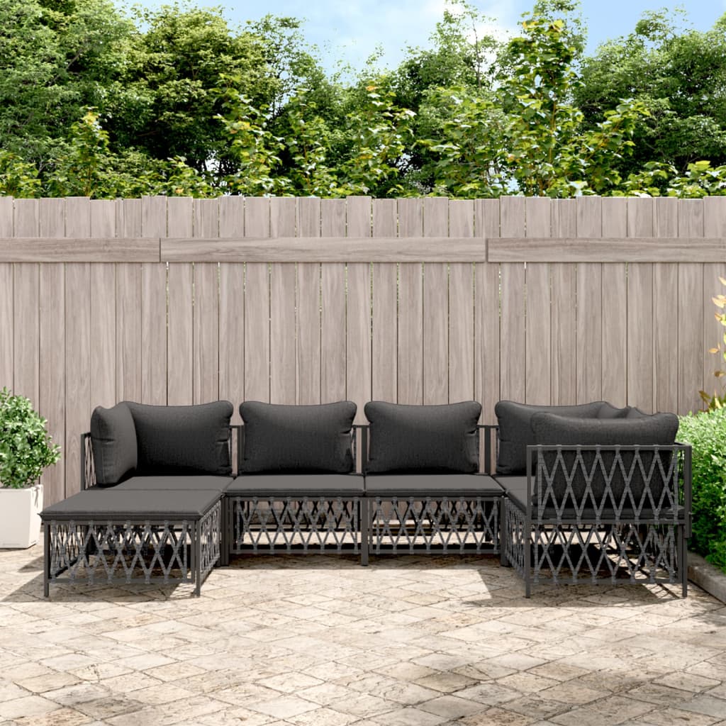 Salon de jardin avec coussins 6 pcs anthracite acier - XIOS