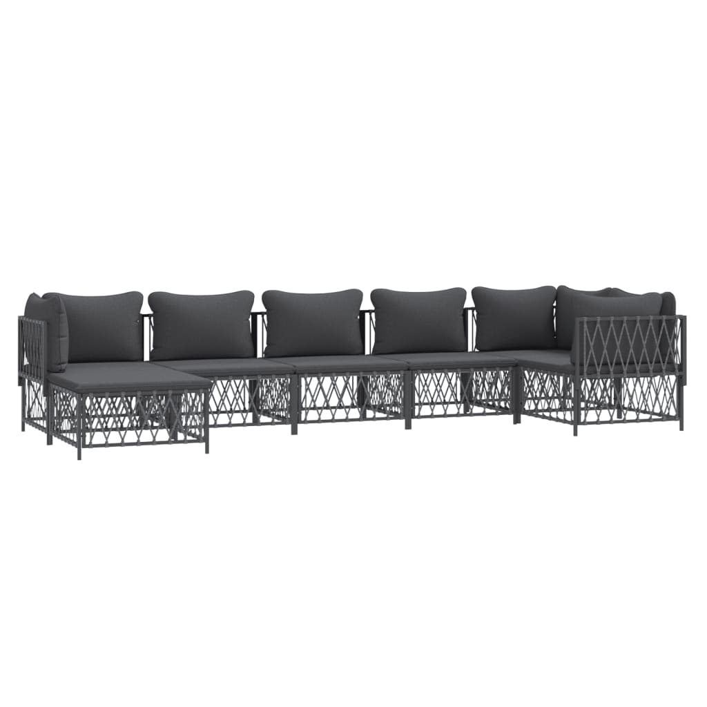 Salon de jardin 7 pcs avec coussins anthracite acier