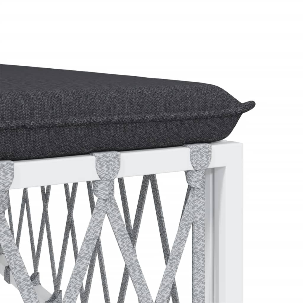 Salon de jardin avec coussins 6 pcs blanc acier