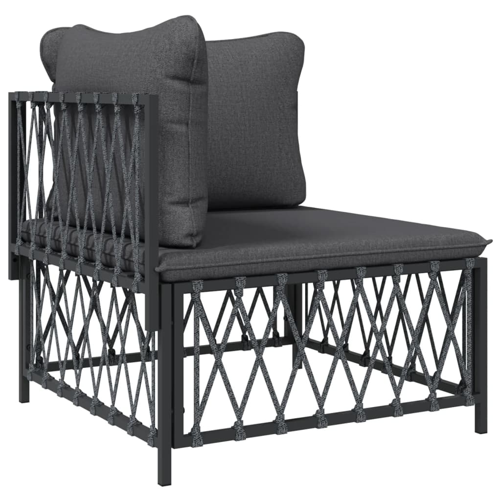 Salon de jardin avec coussins 6 pcs anthracite acier