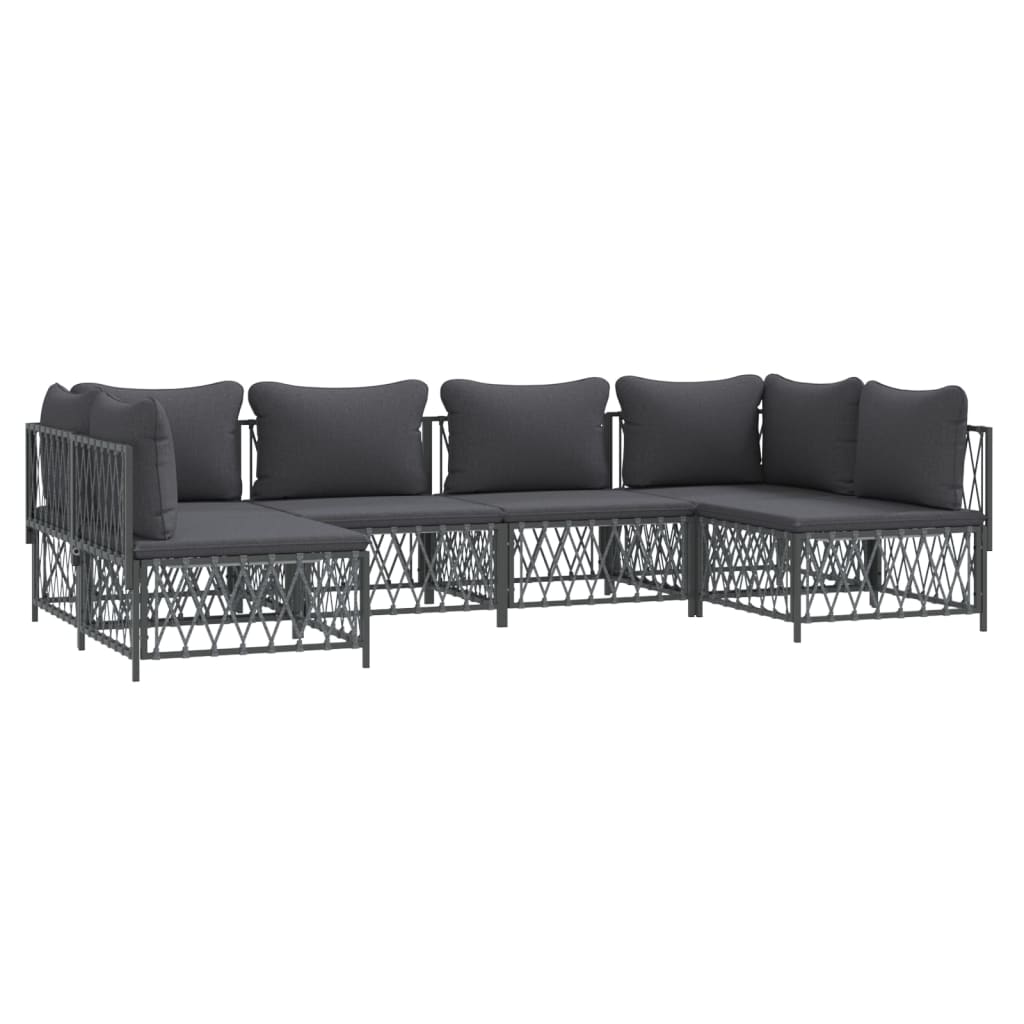 Salon de jardin avec coussins 6 pcs anthracite acier