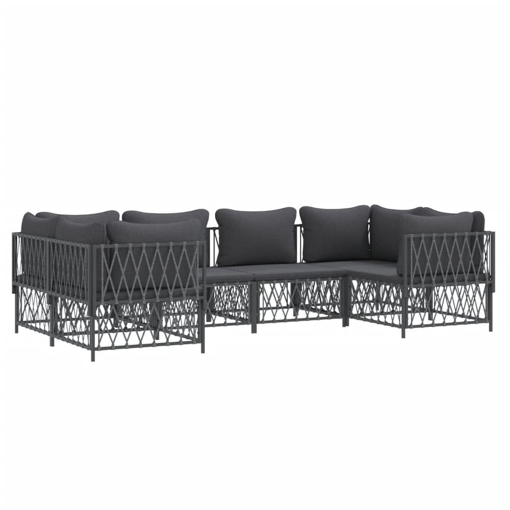 Salon de jardin avec coussins 6 pcs anthracite acier