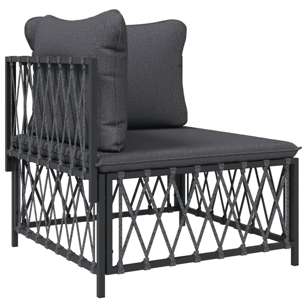 Salon de jardin avec coussins 6 pcs anthracite acier
