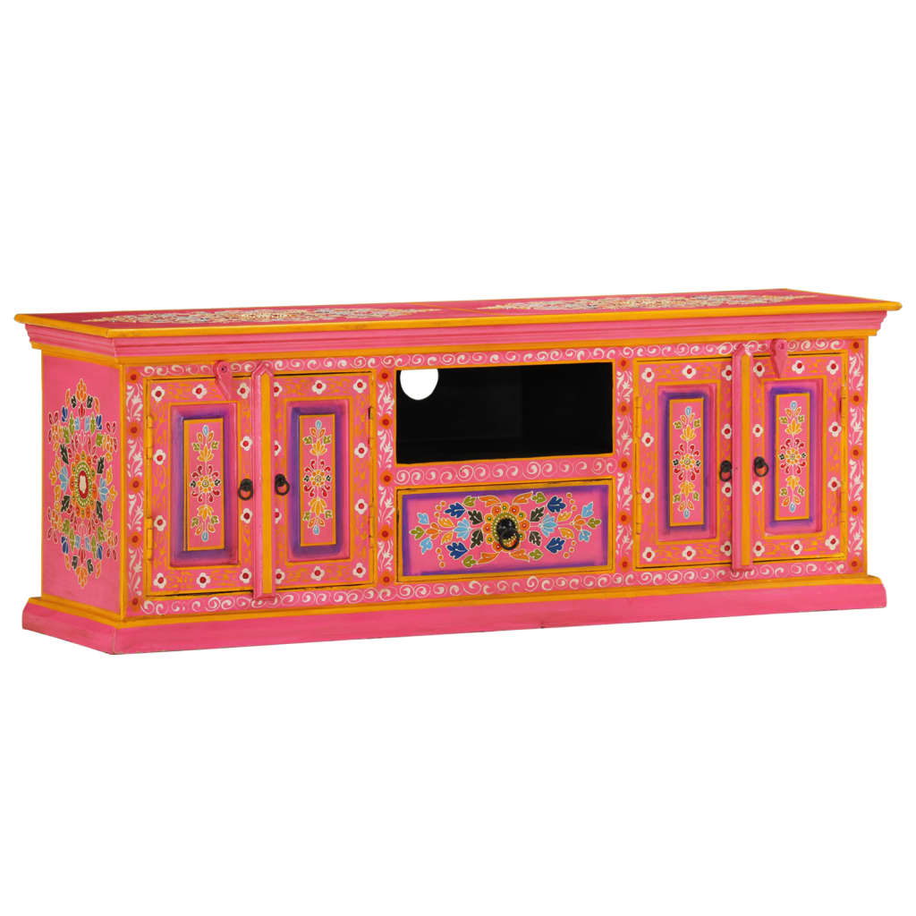 Meuble TV rose 110x30x40 cm bois massif de manguier - XIOS