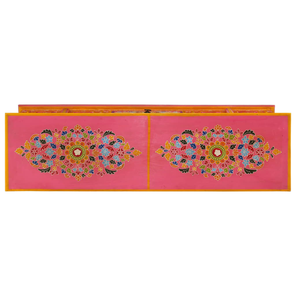 Meuble TV rose 110x30x40 cm bois massif de manguier