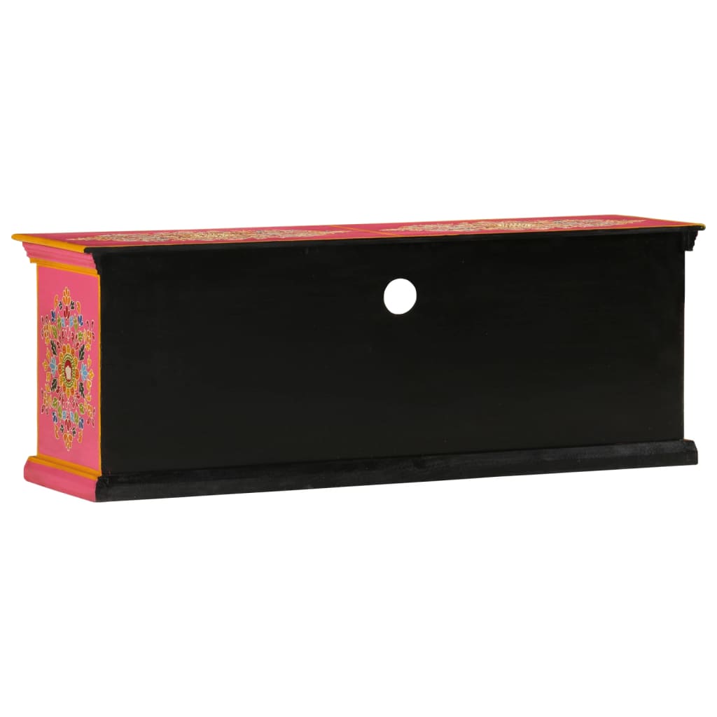 Meuble TV rose 110x30x40 cm bois massif de manguier