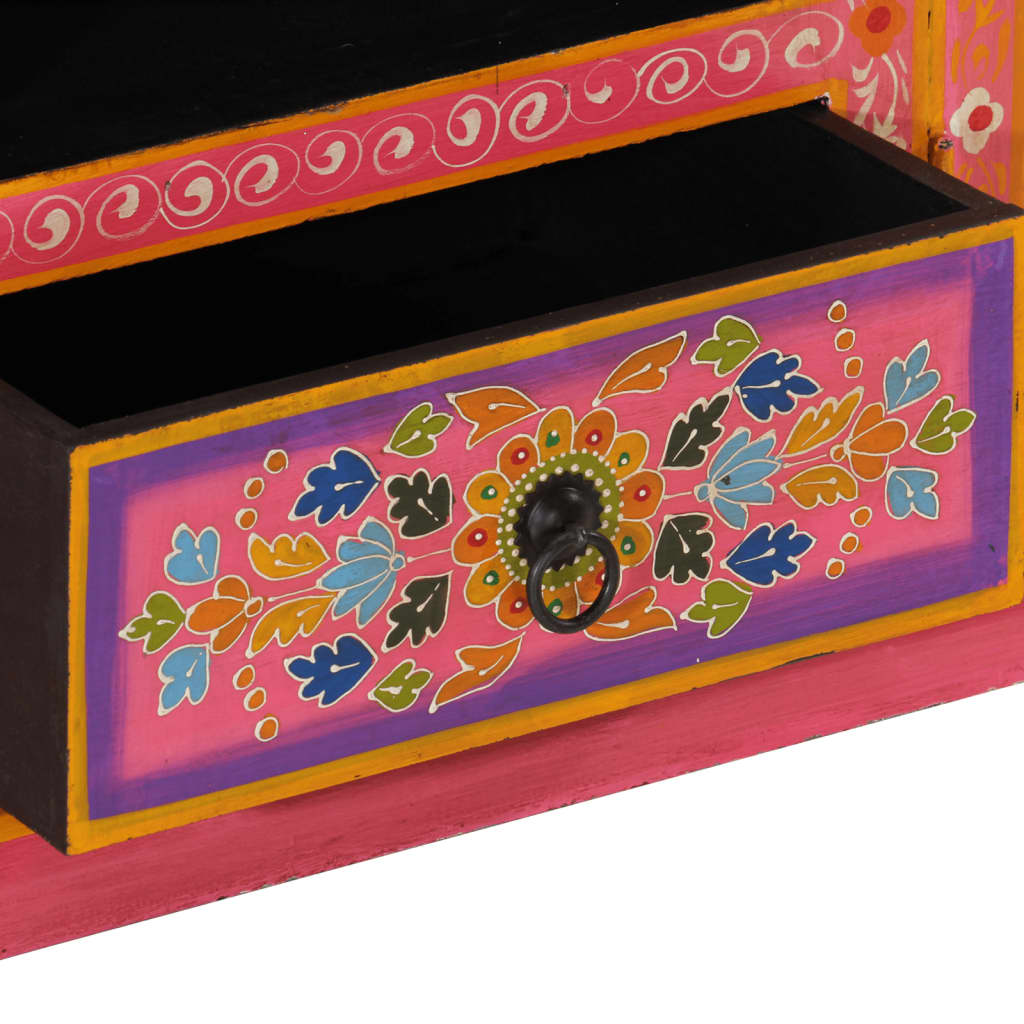 Meuble TV rose 110x30x40 cm bois massif de manguier