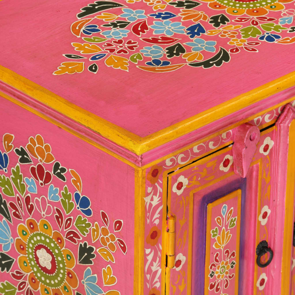 Meuble TV rose 110x30x40 cm bois massif de manguier