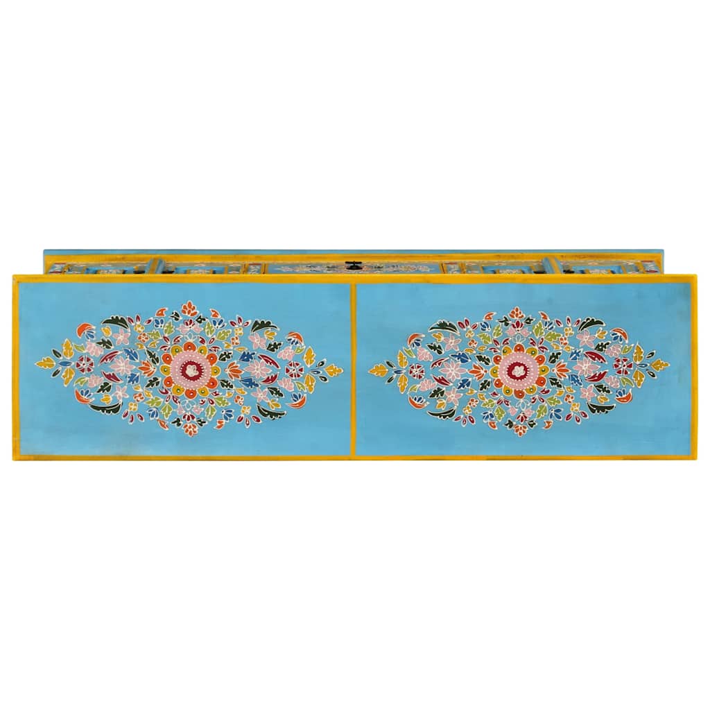 Meuble TV bleu 110x30x40 cm bois massif de manguier - XIOS