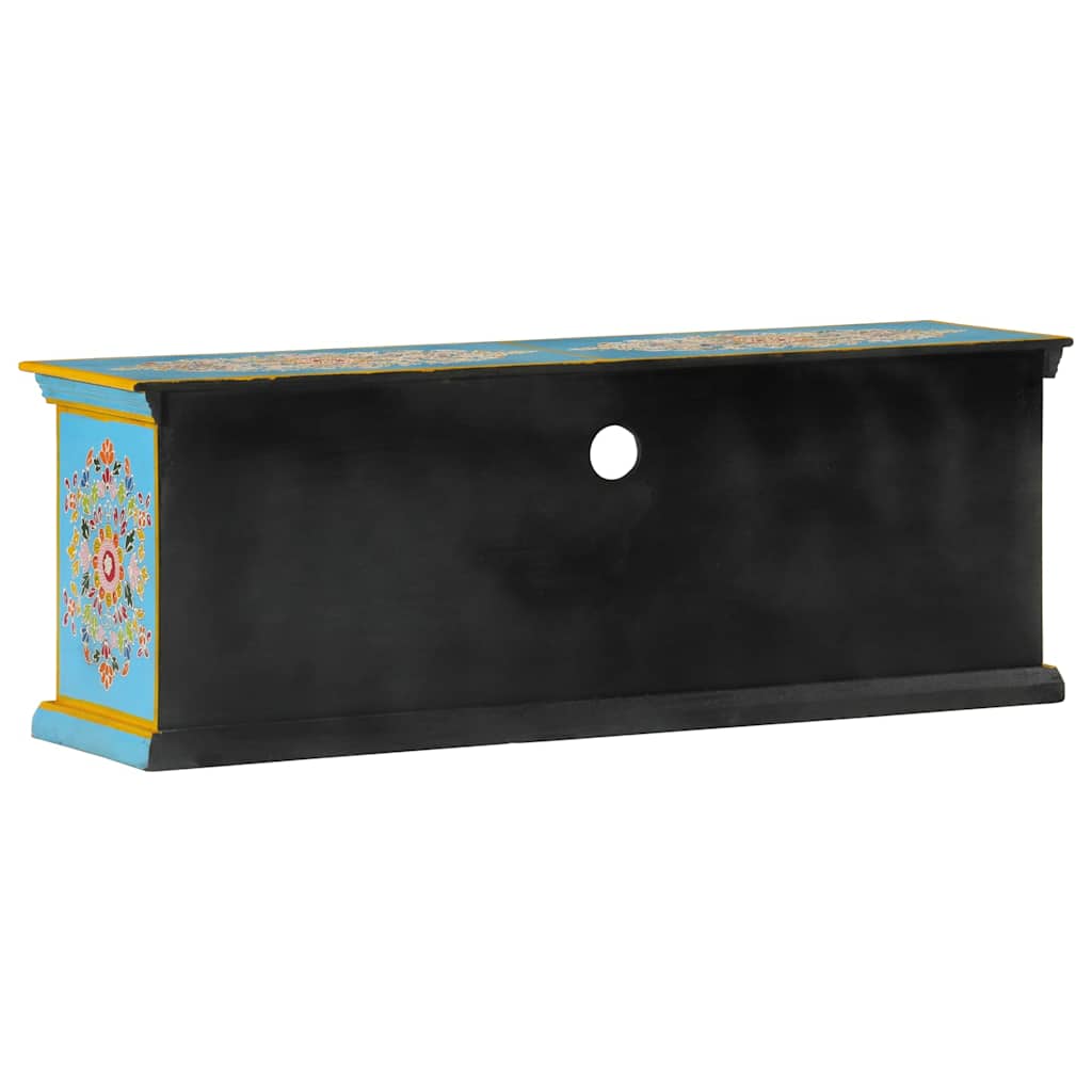 Meuble TV bleu 110x30x40 cm bois massif de manguier - XIOS