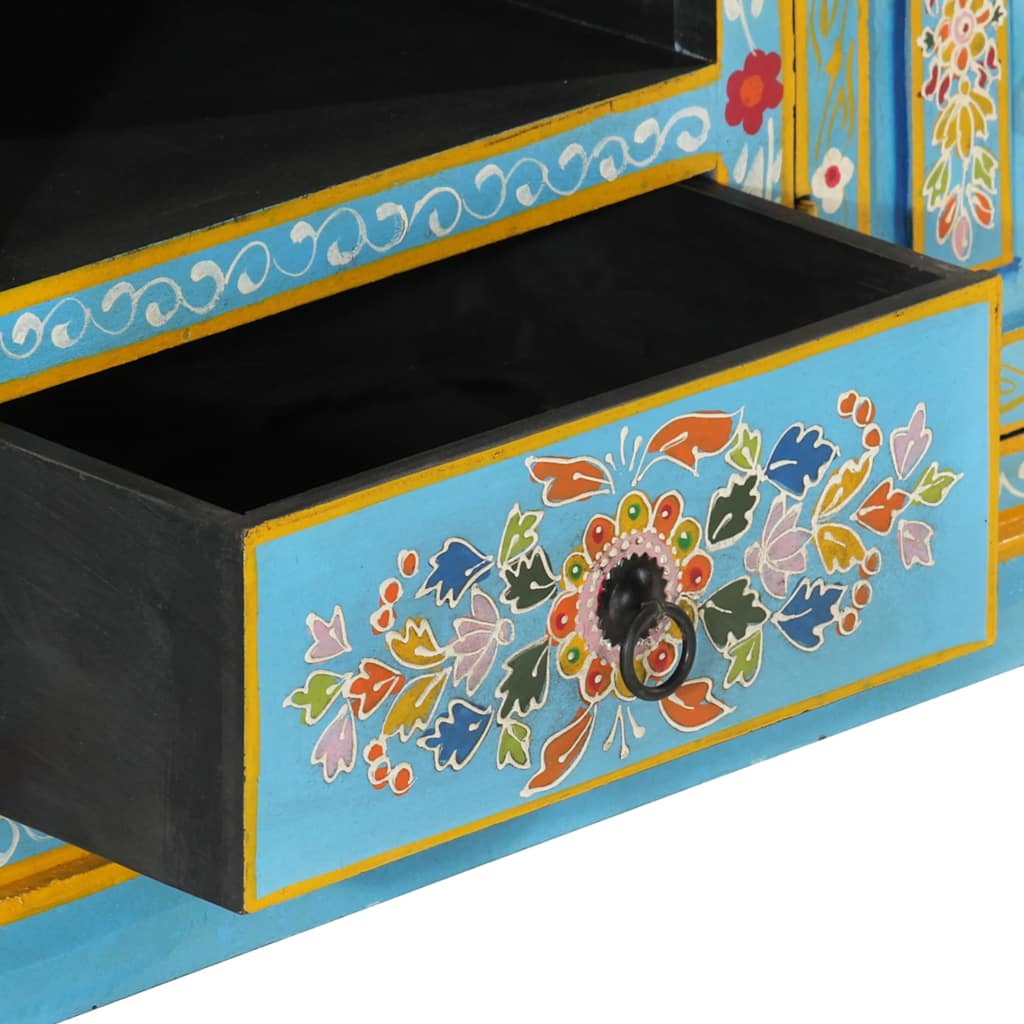 Meuble TV bleu 110x30x40 cm bois massif de manguier - XIOS
