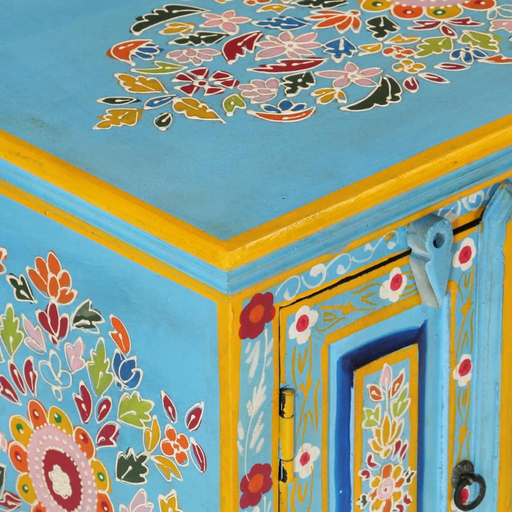 Meuble TV bleu 110x30x40 cm bois massif de manguier - XIOS
