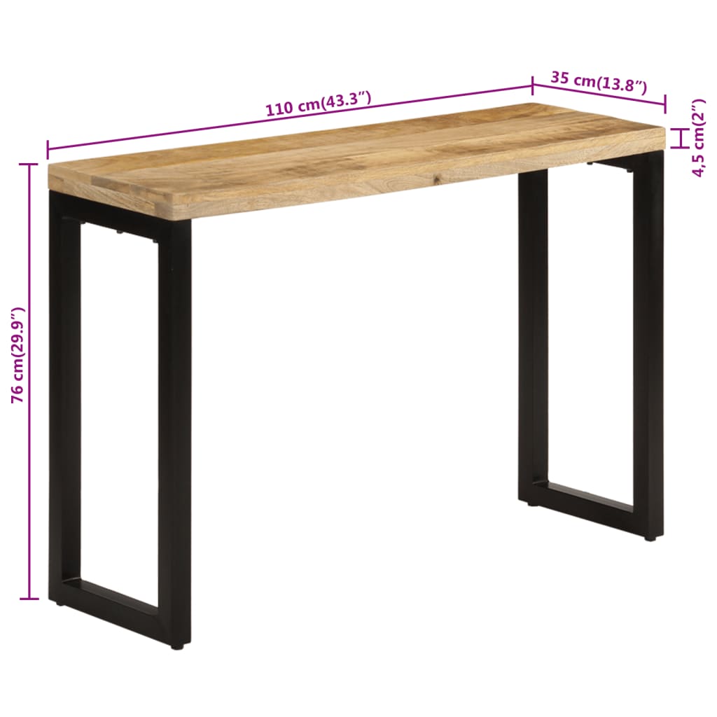 Table console 110x35x76 cm bois de manguier massif brut - XIOS