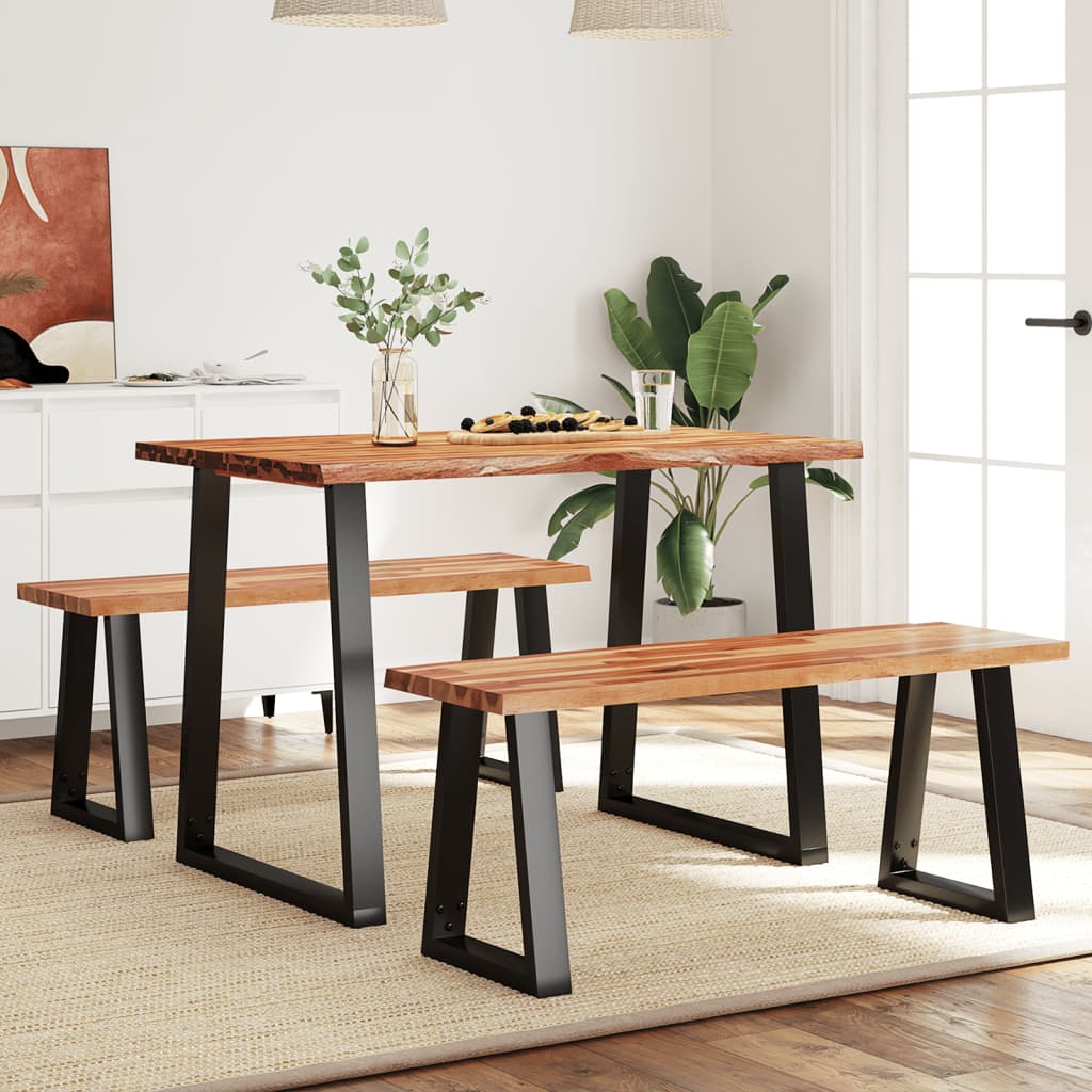 Ensemble à manger 3 pcs avec bord vivant bois massif d'acacia - XIOS