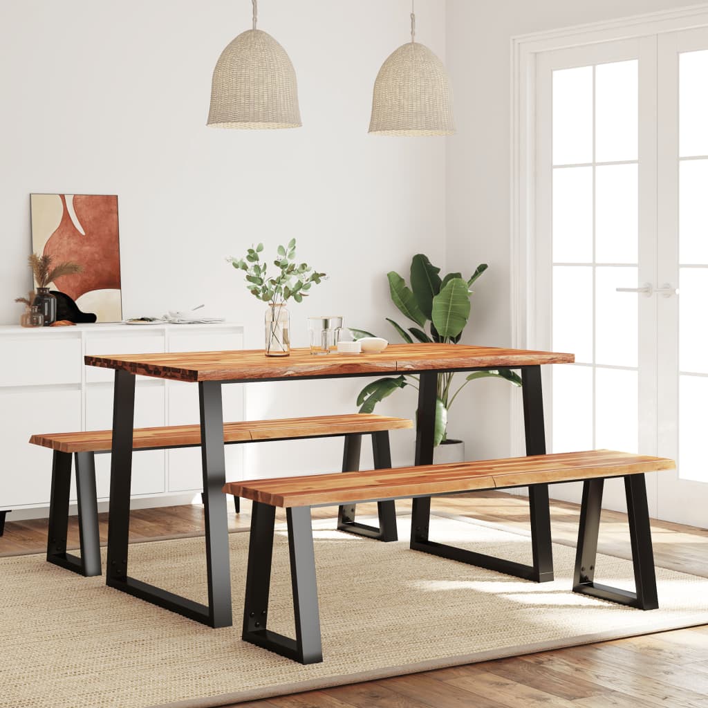 Ensemble à manger 3 pcs avec bord vivant bois massif d'acacia - XIOS