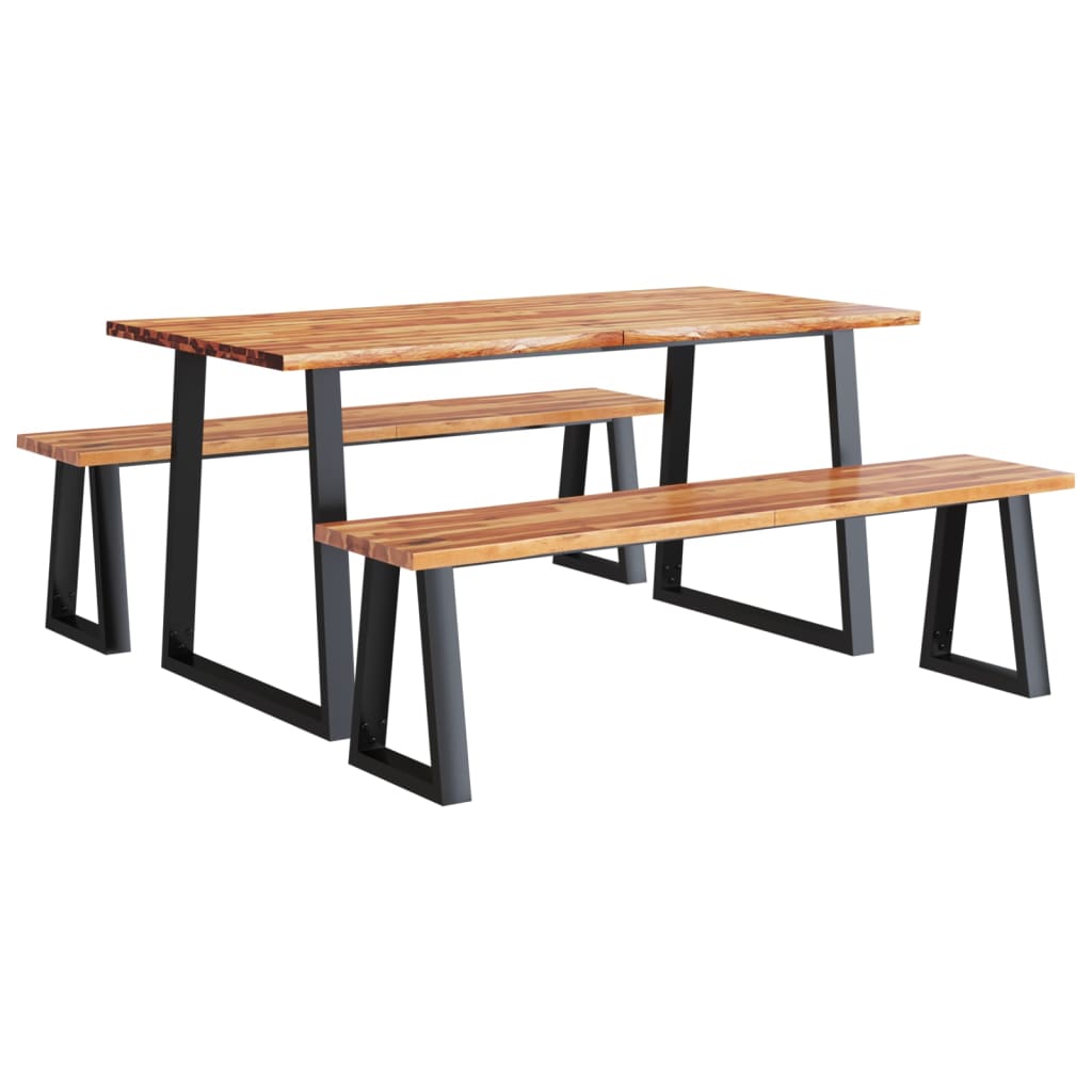 Ensemble à manger 3 pcs avec bord vivant bois massif d'acacia - XIOS