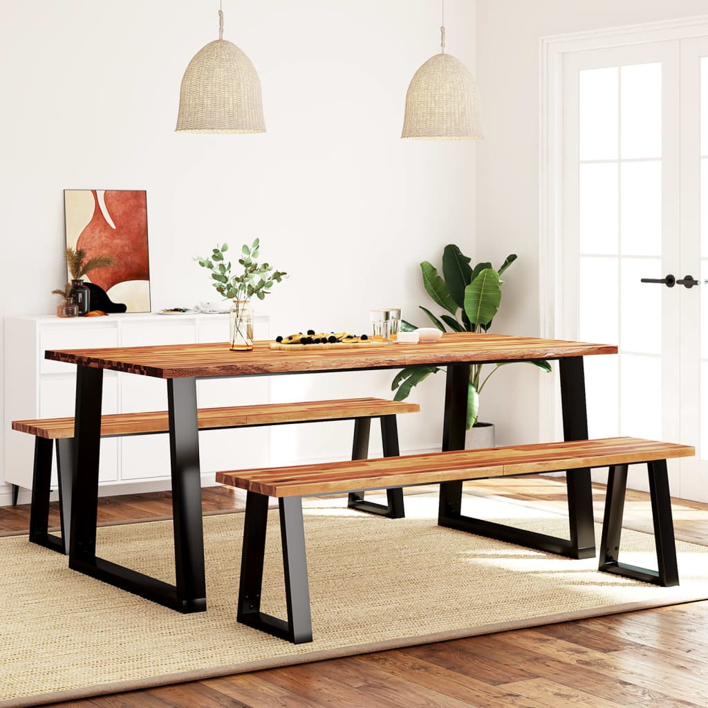 Ensemble à manger 3 pcs avec bord vivant bois massif d'acacia - XIOS